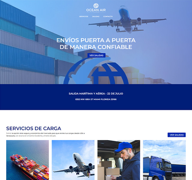Diseño Sitio Web Ocean Air Cargo